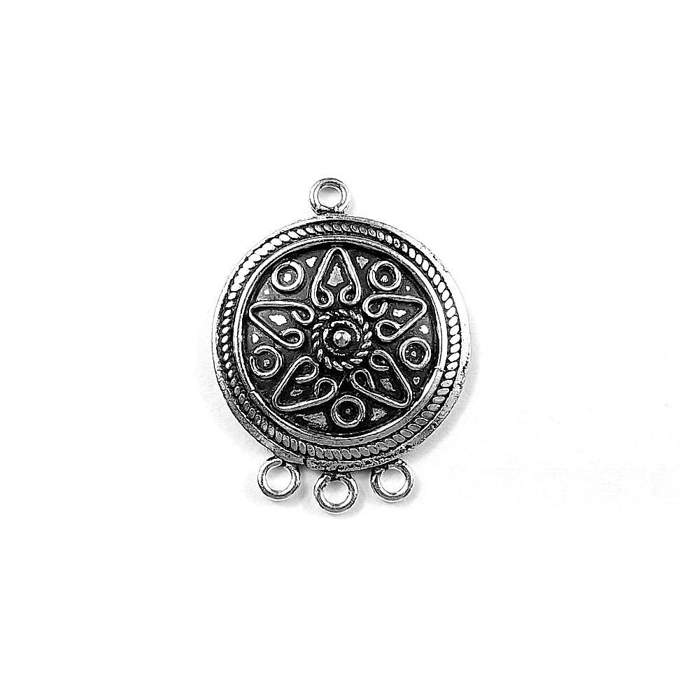 CSF-372 Silver Overlay Connectors With 3 Holes Beads Bali Designs Inc 