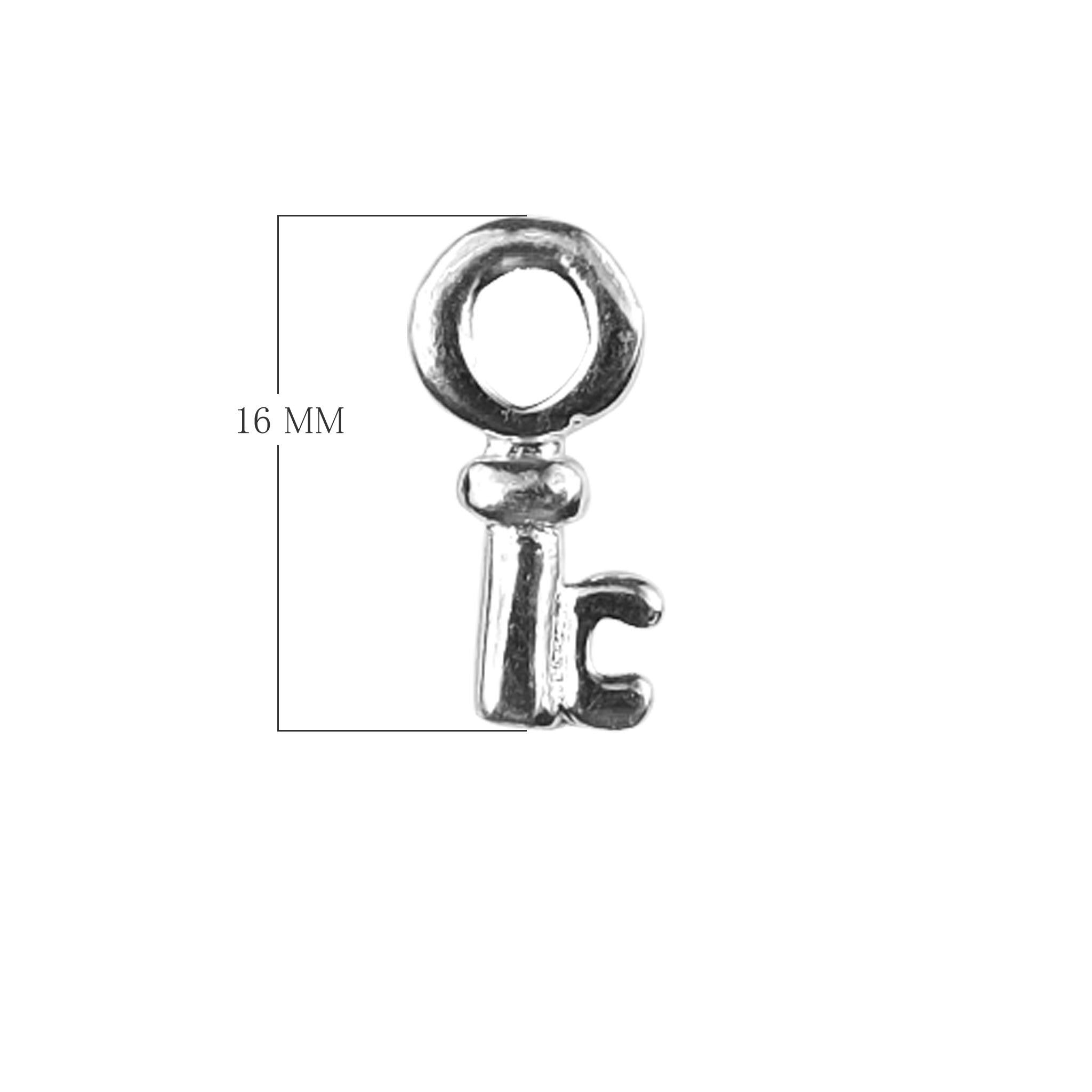 CSF-403 Silver Overlay Key Shape Charm Beads Bali Designs Inc 