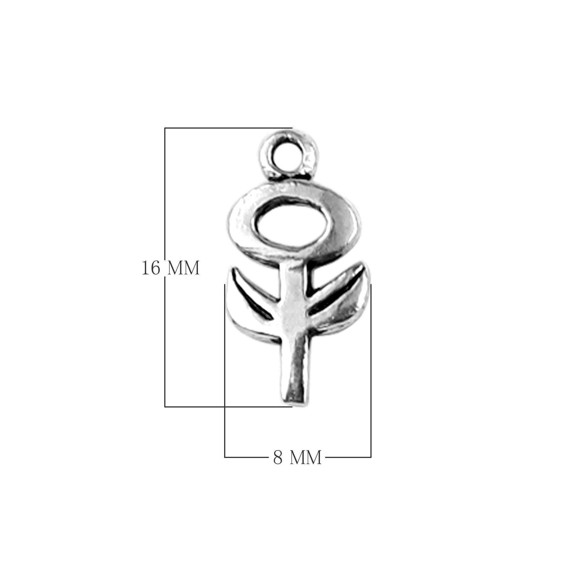 CSF-427 Silver Overlay Petal Charm With Two Leaf Beads Bali Designs Inc 