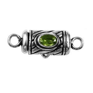 CSF-432-PR-1H Silver Overlay Single Strand Clasp With Peridot Beads Bali Designs Inc 