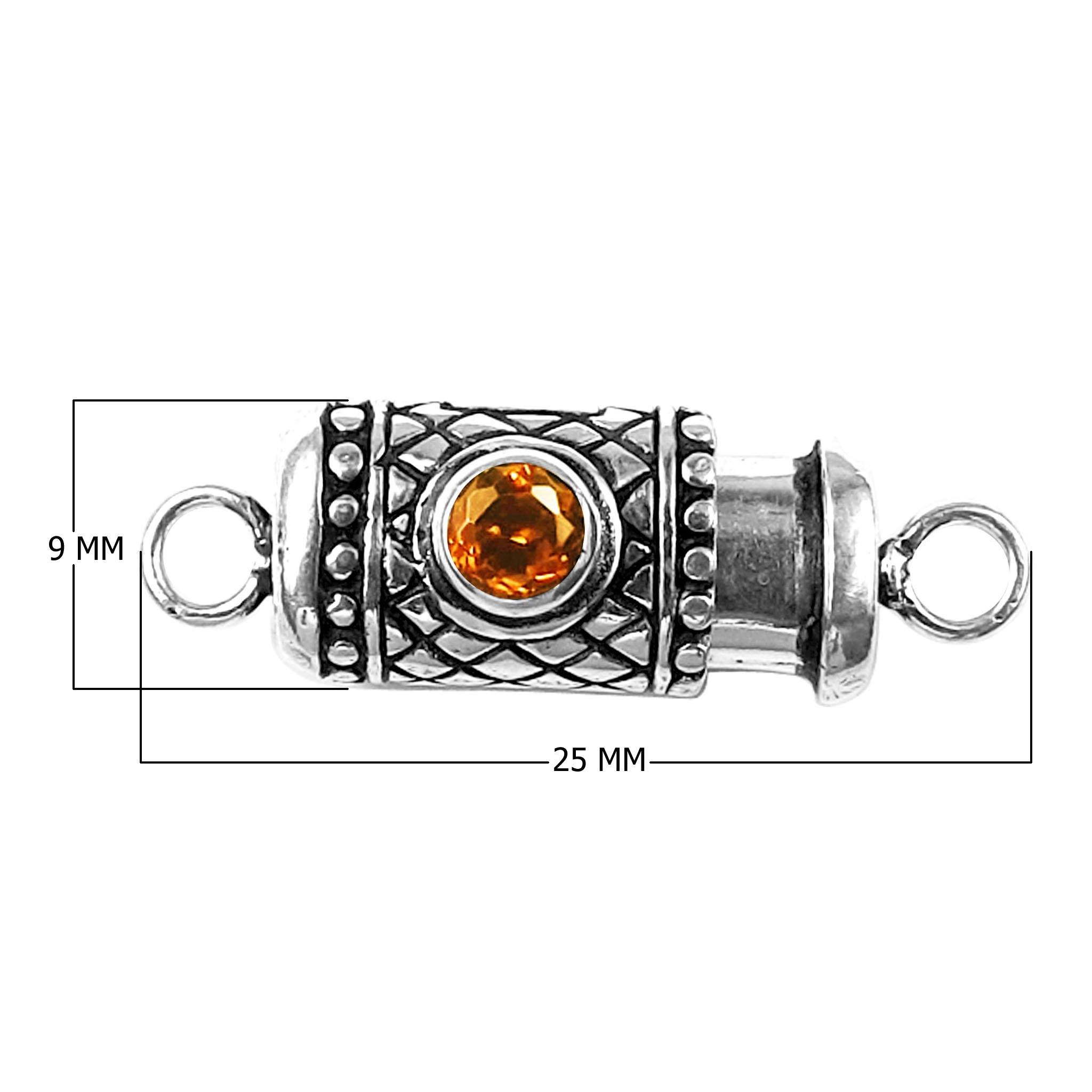 CSF-433-CT-1H Silver Overlay Single Strand Clasp With Citrine Beads Bali Designs Inc 