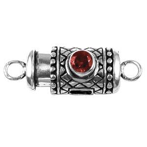 CSF-433-GA-1H Silver Overlay Single Strand Clasp With Garnet Beads Bali Designs Inc 