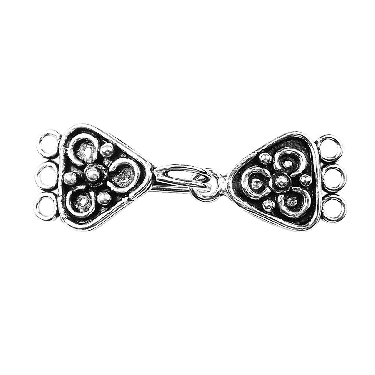 CSF-447-21X14MM Silver Overlay Multi Strand Clasp With 3 Hole Beads Bali Designs Inc 