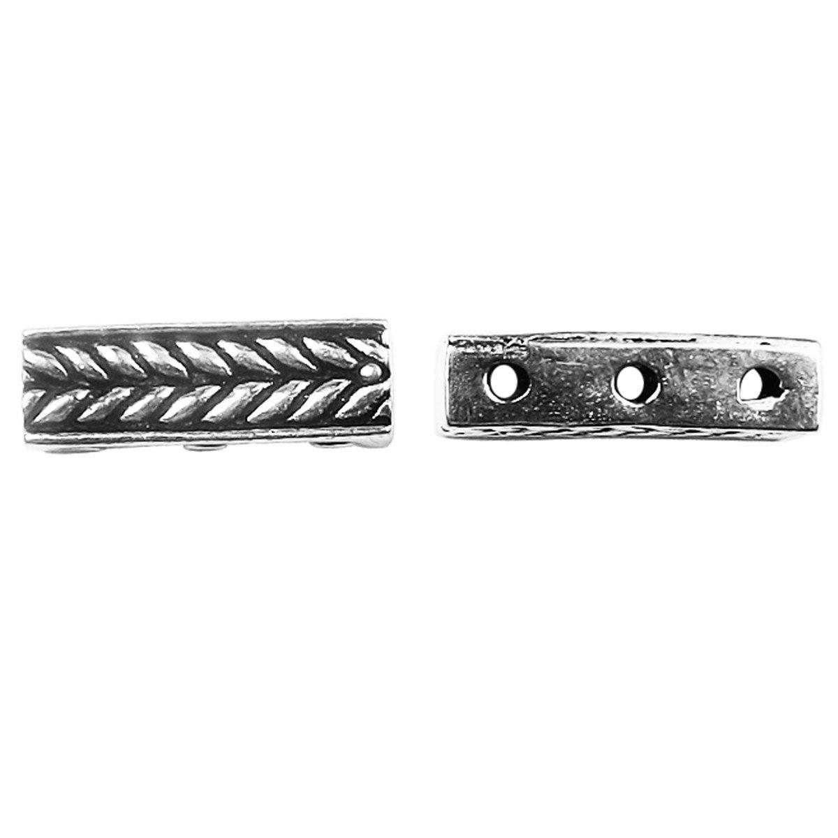 CSF-464 Silver Overlay Multi Strand Grain Design Spacer Bar With 3 Hole Beads Bali Designs Inc 