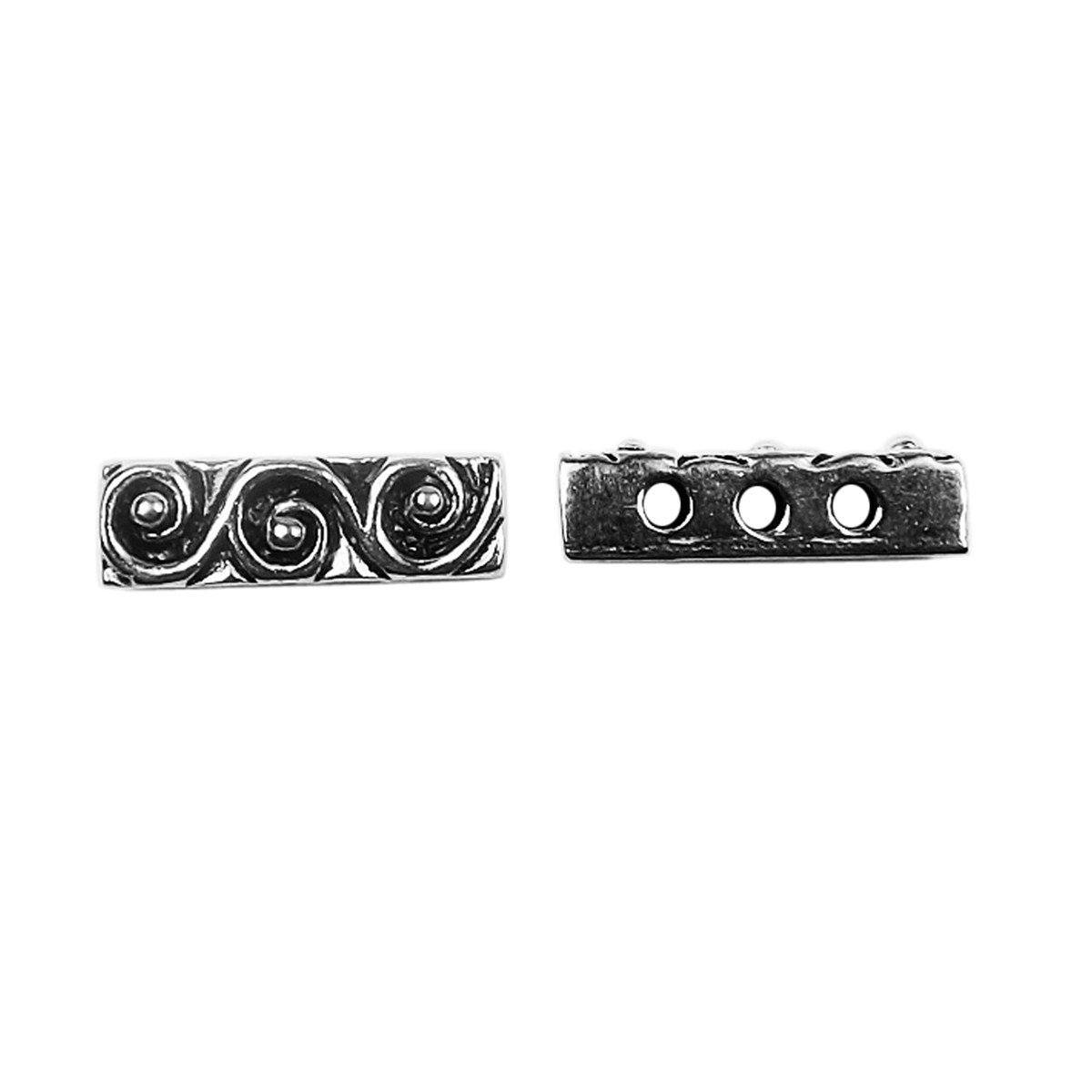 CSF-466 Silver Overlay Multi Strand With Scroll Pattern Spacer Bar With 3 Hole Beads Bali Designs Inc 