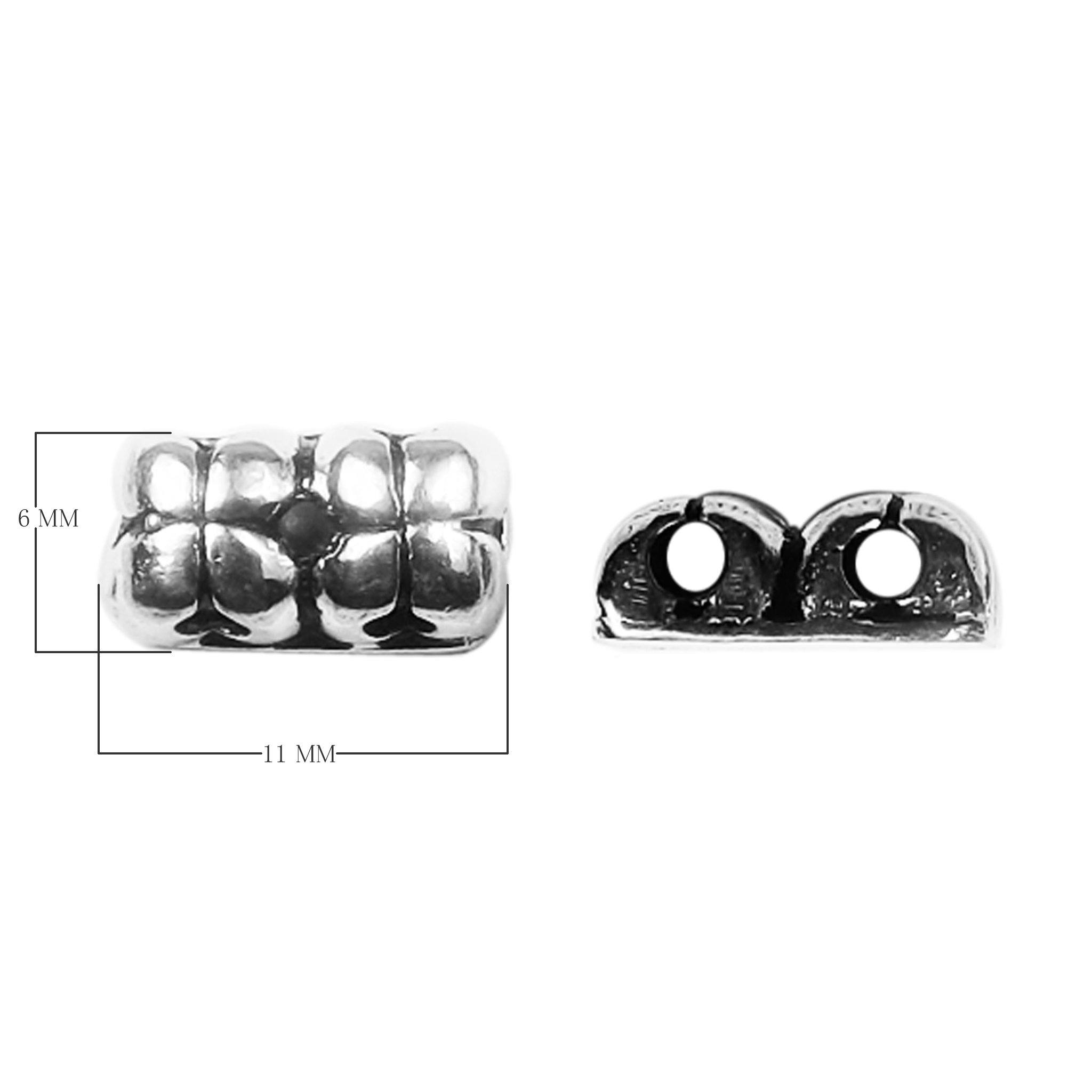 CSF-468 Silver Overlay Multi Strand With flower design Spacer bar With 2 Hole Beads Bali Designs Inc 