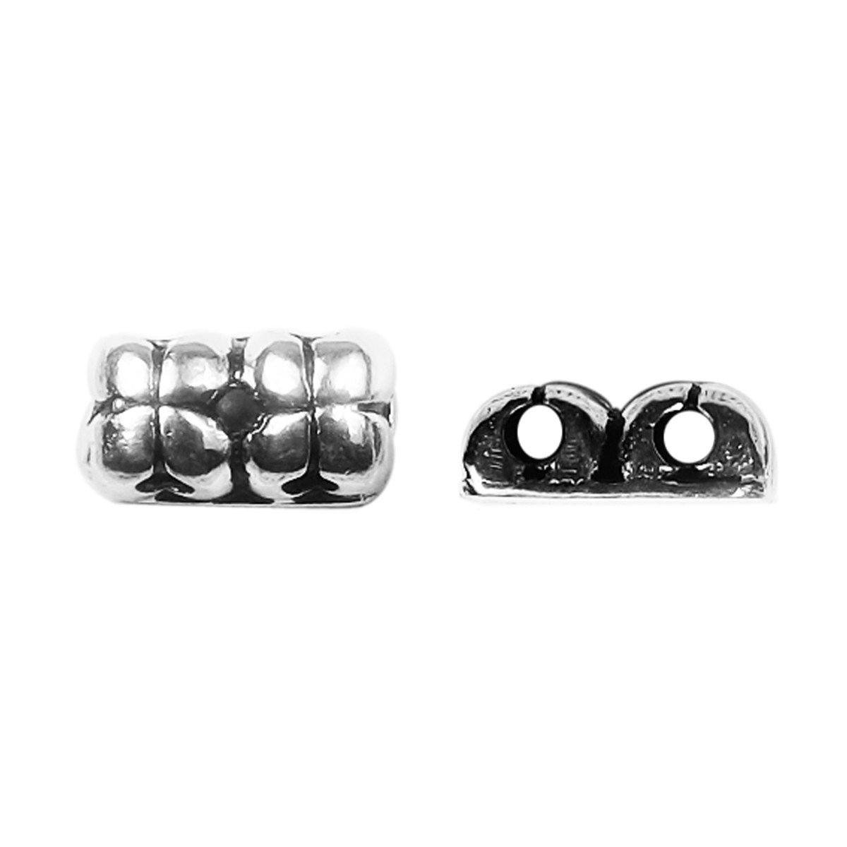 CSF-468 Silver Overlay Multi Strand With flower design Spacer bar With 2 Hole Beads Bali Designs Inc 