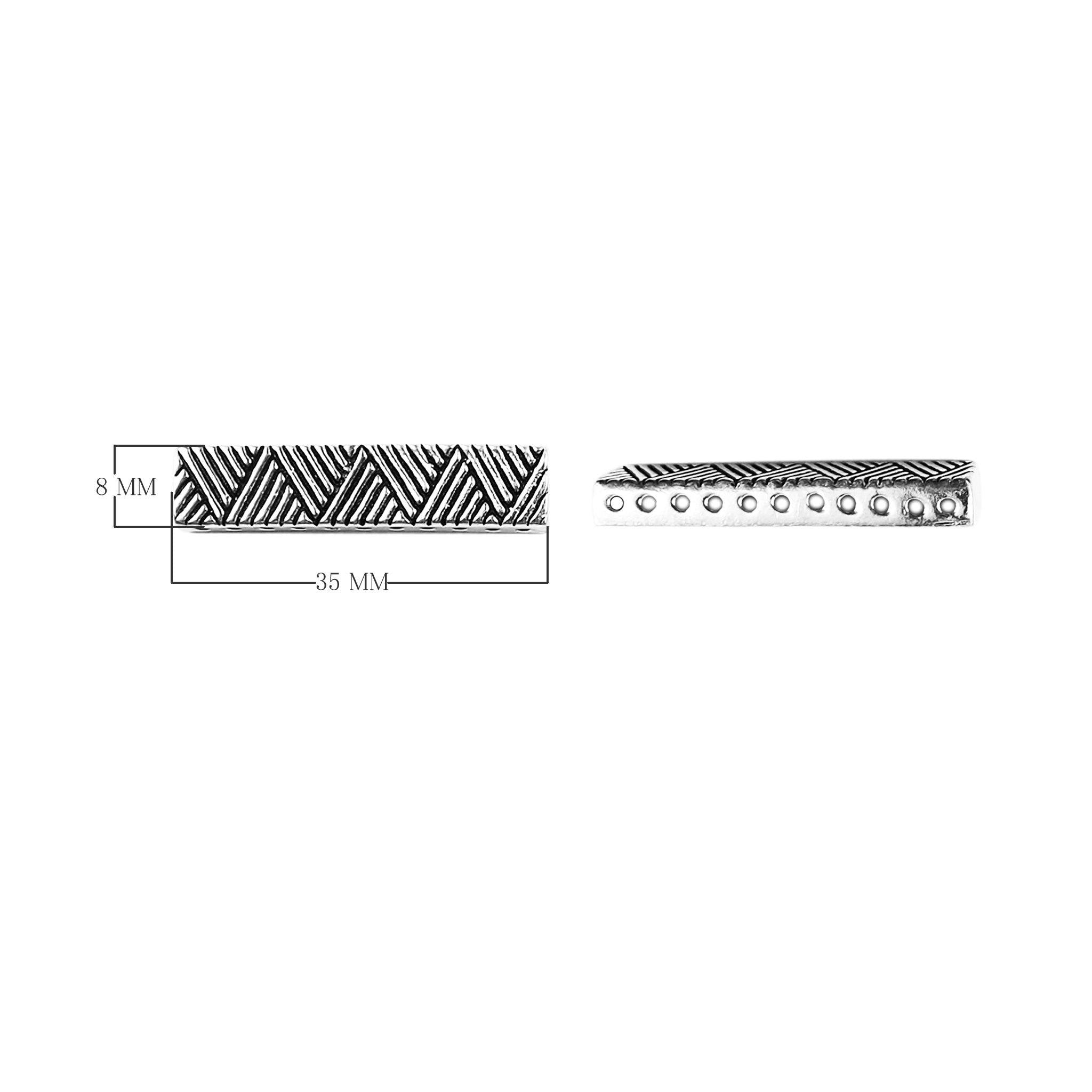 CSF-469 Silver Overlay Multi Strand Geomatrical Design Spacer Bar With 11 Holes Beads Bali Designs Inc 