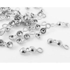 Handcrafted Silver Overlay Over Copper crimp shell from India with polished finish for handmade jewelry designs.