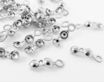 Handcrafted Silver Overlay Over Copper crimp shell from India with polished finish for handmade jewelry designs.