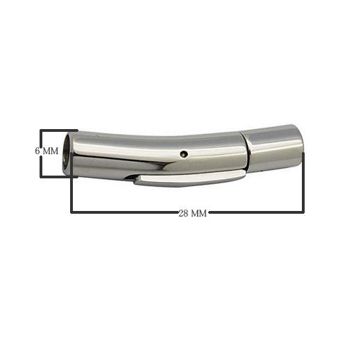 Handcrafted Silver Overlay Over Copper curved tube magnetic clasp from India with polished finish for handmade jewelry.