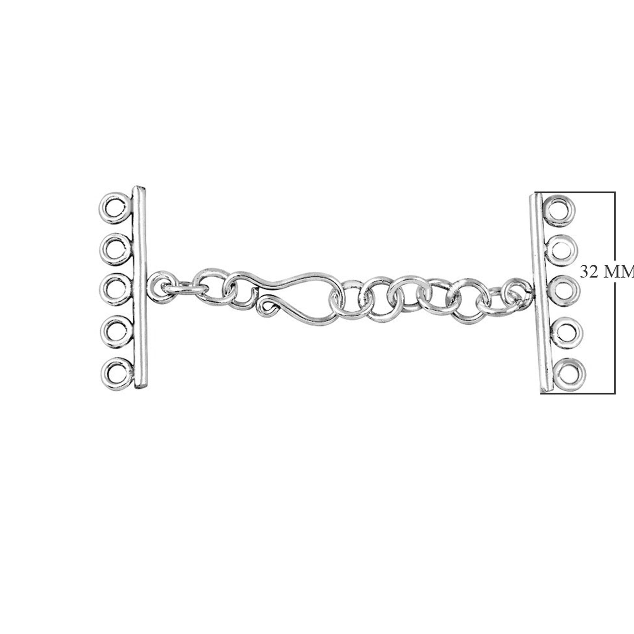 CSS-156-5H Sterling Silver Multi Strand Clasp With 5 Holes Beads Bali Designs Inc 