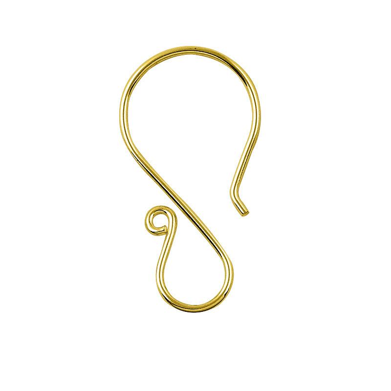 Elegant 18K Gold Overlay Earwire For Earrings With Curved Swirl Design Handcrafted In India