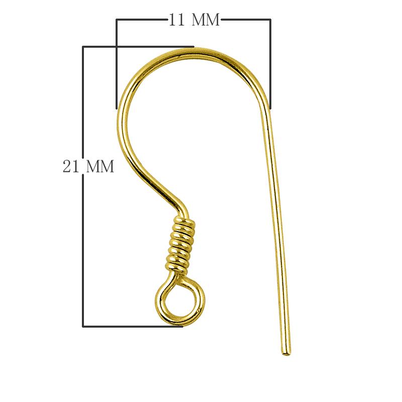Elegant 18K Gold Overlay India Coil Earwire For Earrings With Polished Finish Handcrafted In India