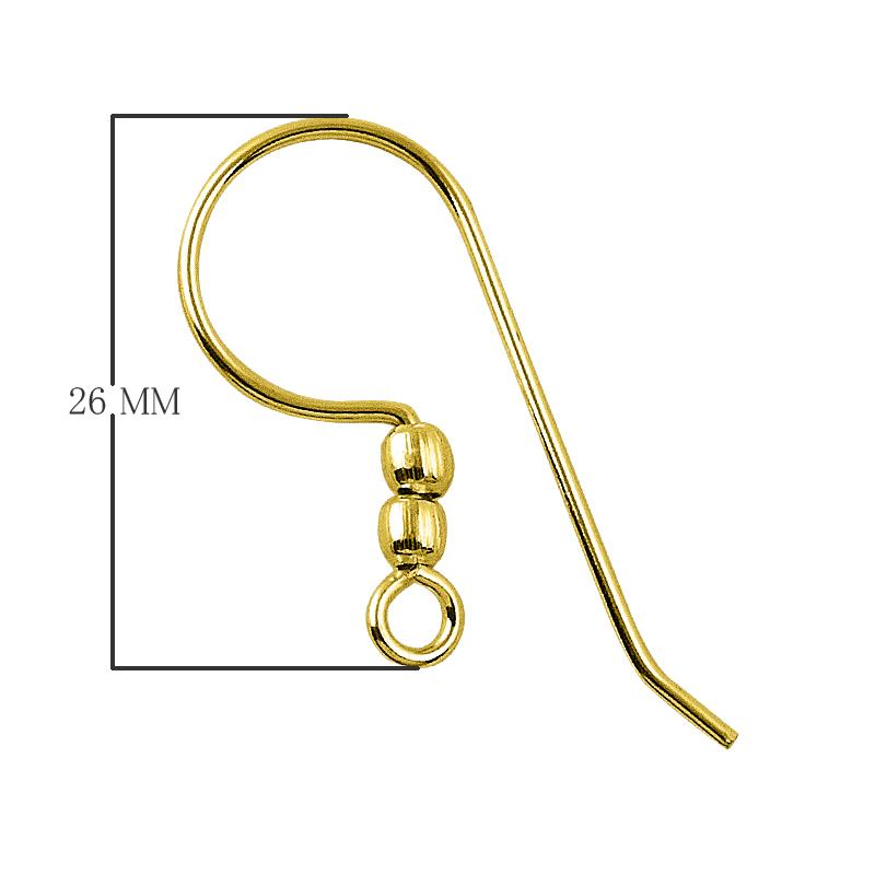 Elegant 18K Gold Overlay India Ball Earwire For Earrings With Dual Bead Design Handcrafted In India