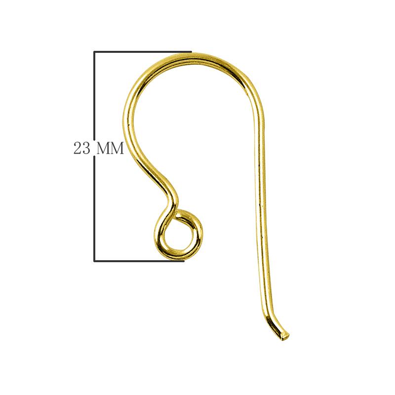 Elegant 18K Gold Overlay India Hook Earwire For Earrings With Smooth Polished Finish Handcrafted In India