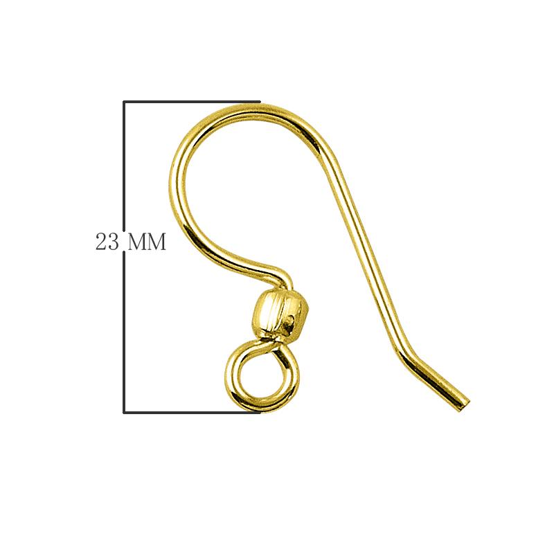 Elegant 18K Gold Overlay India Bead Earwire For Earrings With Polished Finish Handcrafted In India