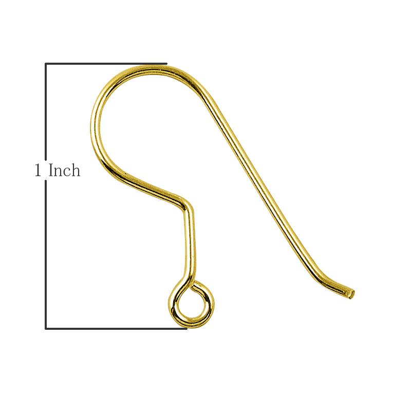 Elegant 18K Gold Overlay India Plain Hook Earwire For Earrings With Smooth Polished Finish Handcrafted In India