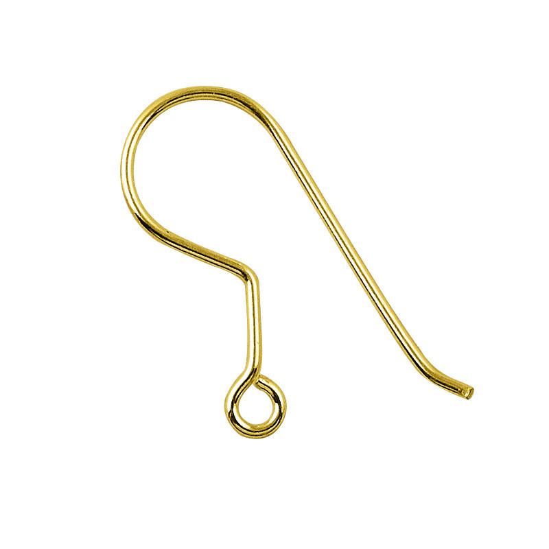 Elegant 18K Gold Overlay India Plain Hook Earwire For Earrings With Smooth Polished Finish Handcrafted In India