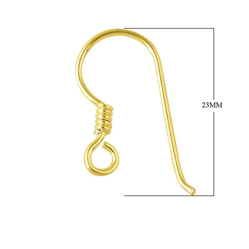 Elegant 18K Gold Overlay India Coil Hook Earwire For Earrings With Polished Finish Handcrafted In India