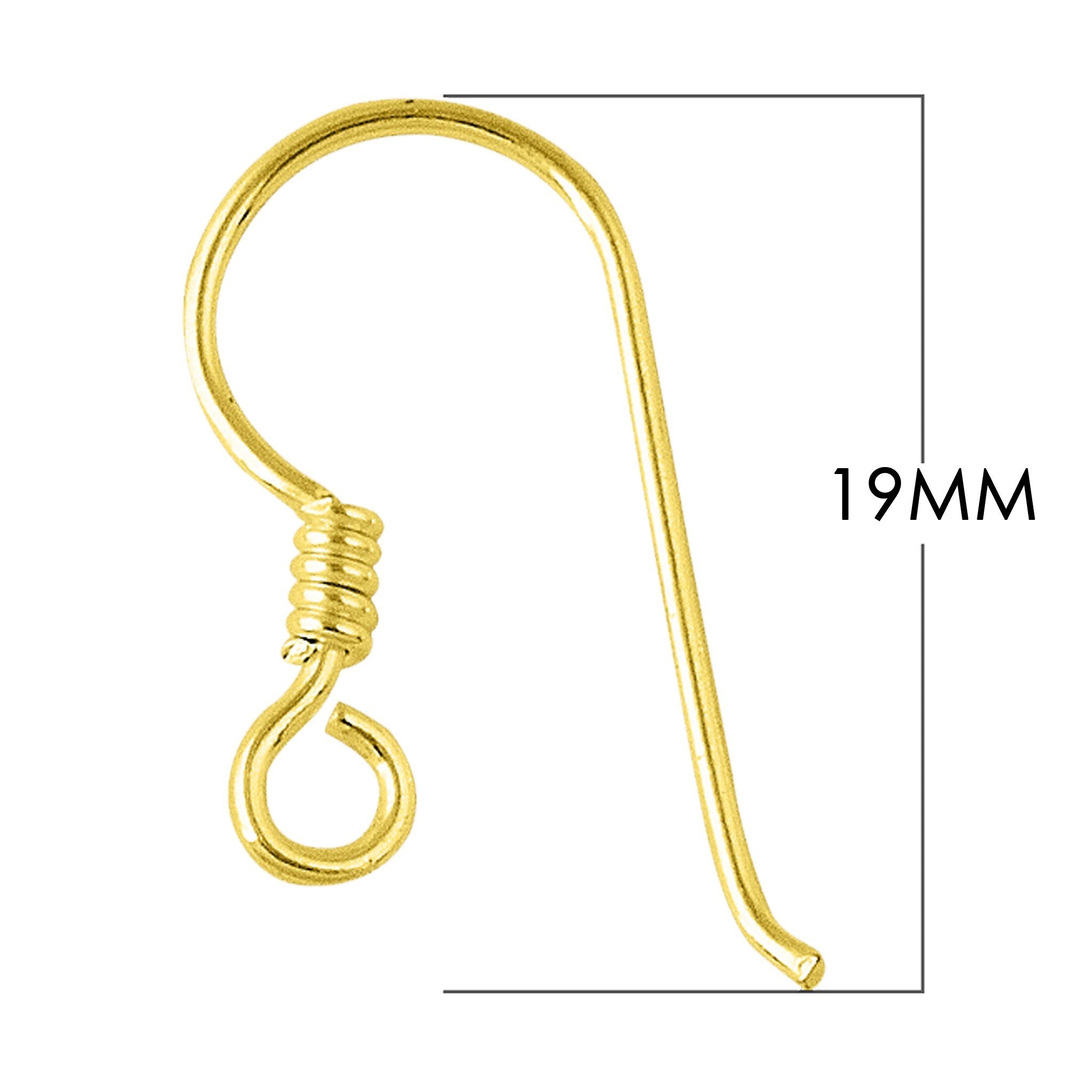 Elegant 18K Gold Overlay India Coil Hook Earwire For Earrings With Polished Finish Handcrafted In India