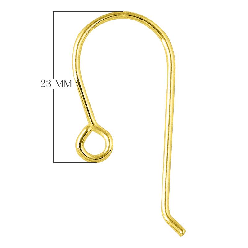 Elegant 18K Gold Overlay India Smooth Hook Earwire For Earrings With Polished Finish Handcrafted In India