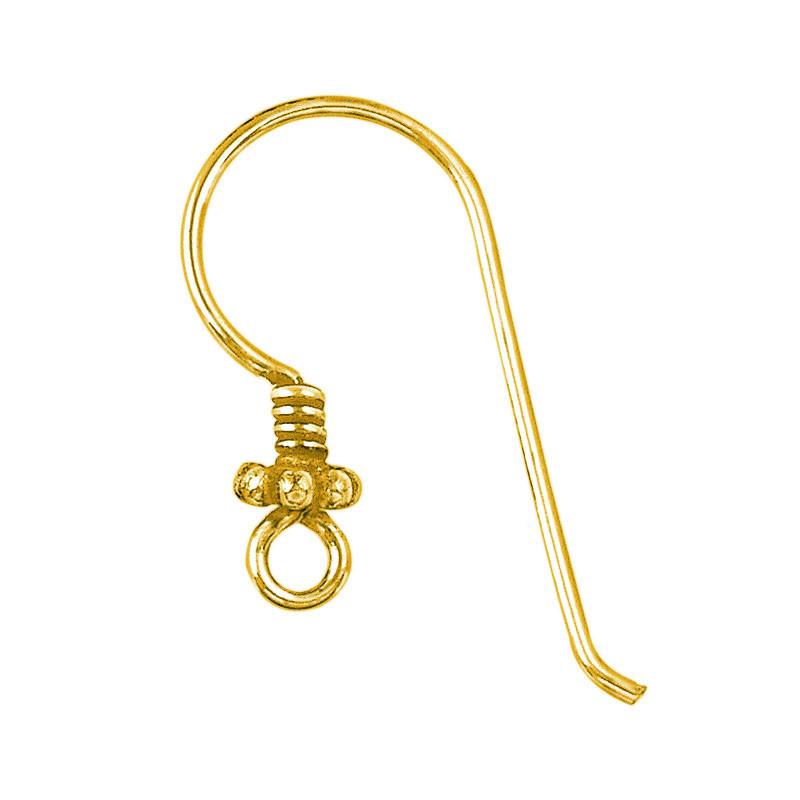 Elegant 18K Gold Overlay India Granulated Coil Earwire For Earrings With Polished Finish Handcrafted In India