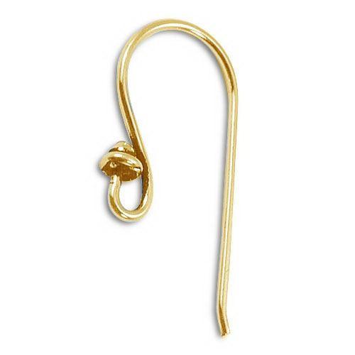 Elegant 18K Gold Overlay India Earwire With Bead Accent For Jewelry Handcrafted In India
