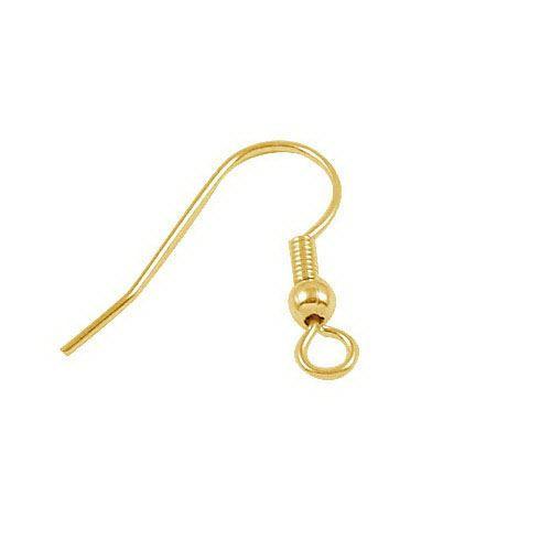 Elegant 18K Gold Overlay India Earwire With Ball And Coil Accent For Designer Jewelry Handcrafted In India