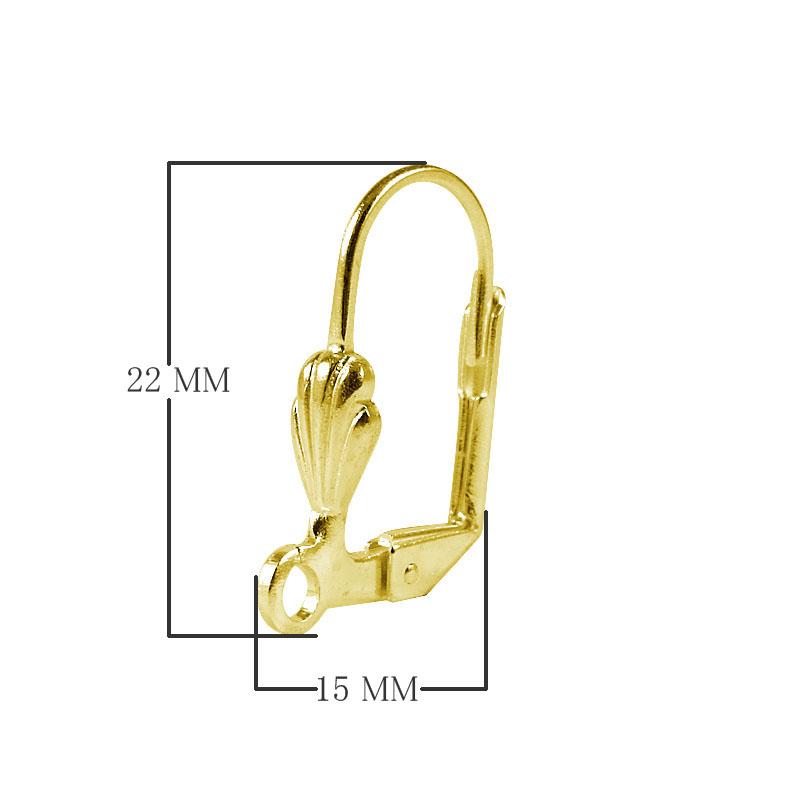 Elegant 18K Gold Overlay India Leverback Earwire With Shell Motif For Designer Earrings Handcrafted In India