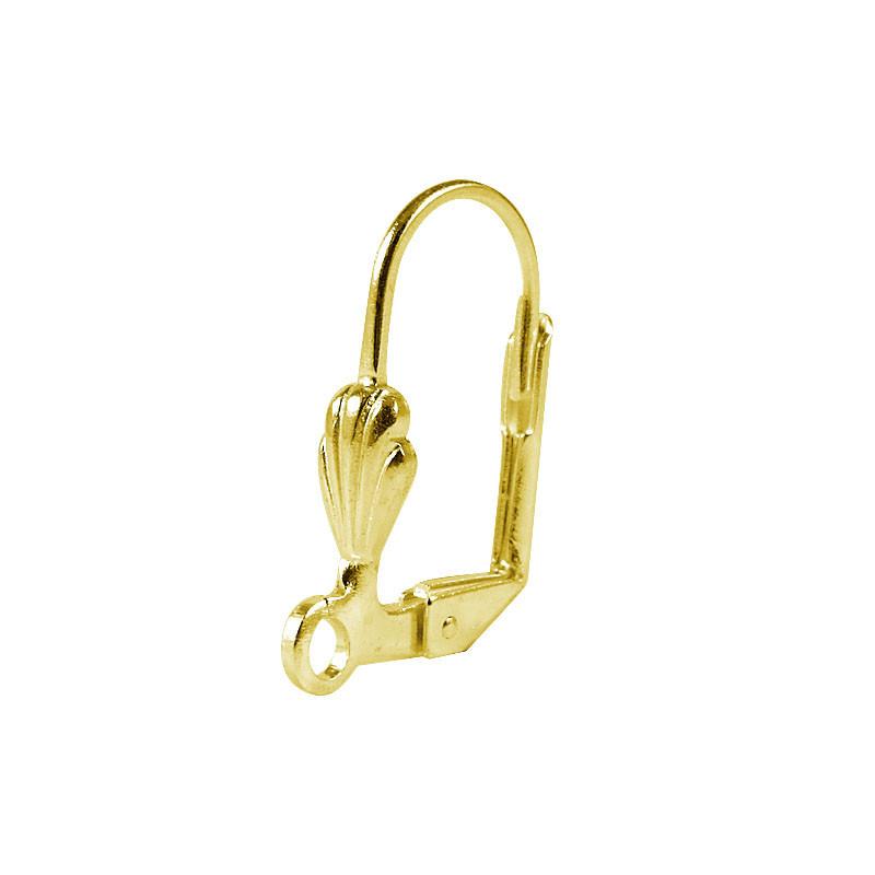 Elegant 18K Gold Overlay India Leverback Earwire With Shell Motif For Designer Earrings Handcrafted In India