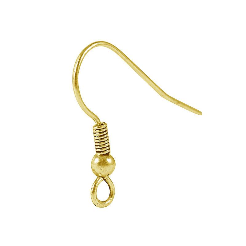 Elegant 18K Gold Overlay India Hook Earwire With Coil And Ball Accent For Designer Earrings Handcrafted In India