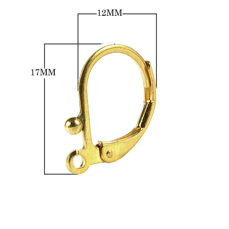Elegant 18K Gold Overlay India Leverback Earwire With Bead Accent For Designer Earrings Handcrafted In India