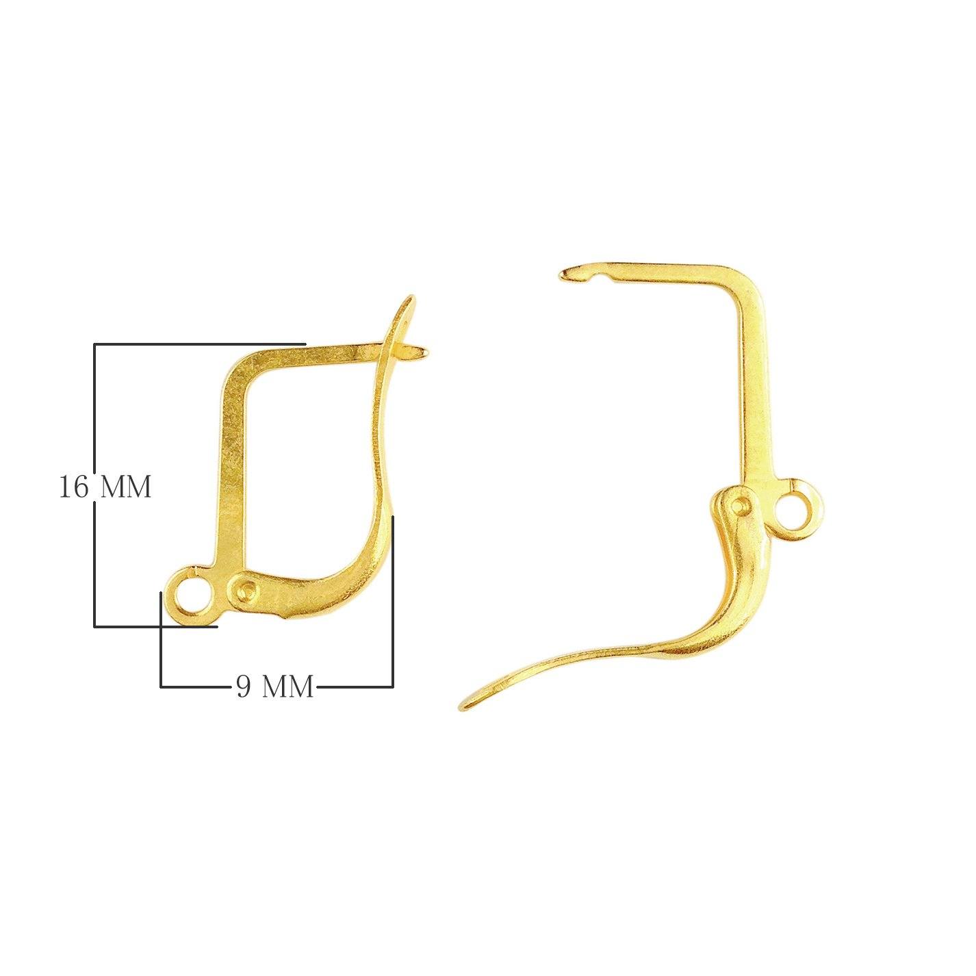 Contemporary 18K Gold Overlay India Square Leverback Earwire For Elegant Earrings Handcrafted In India