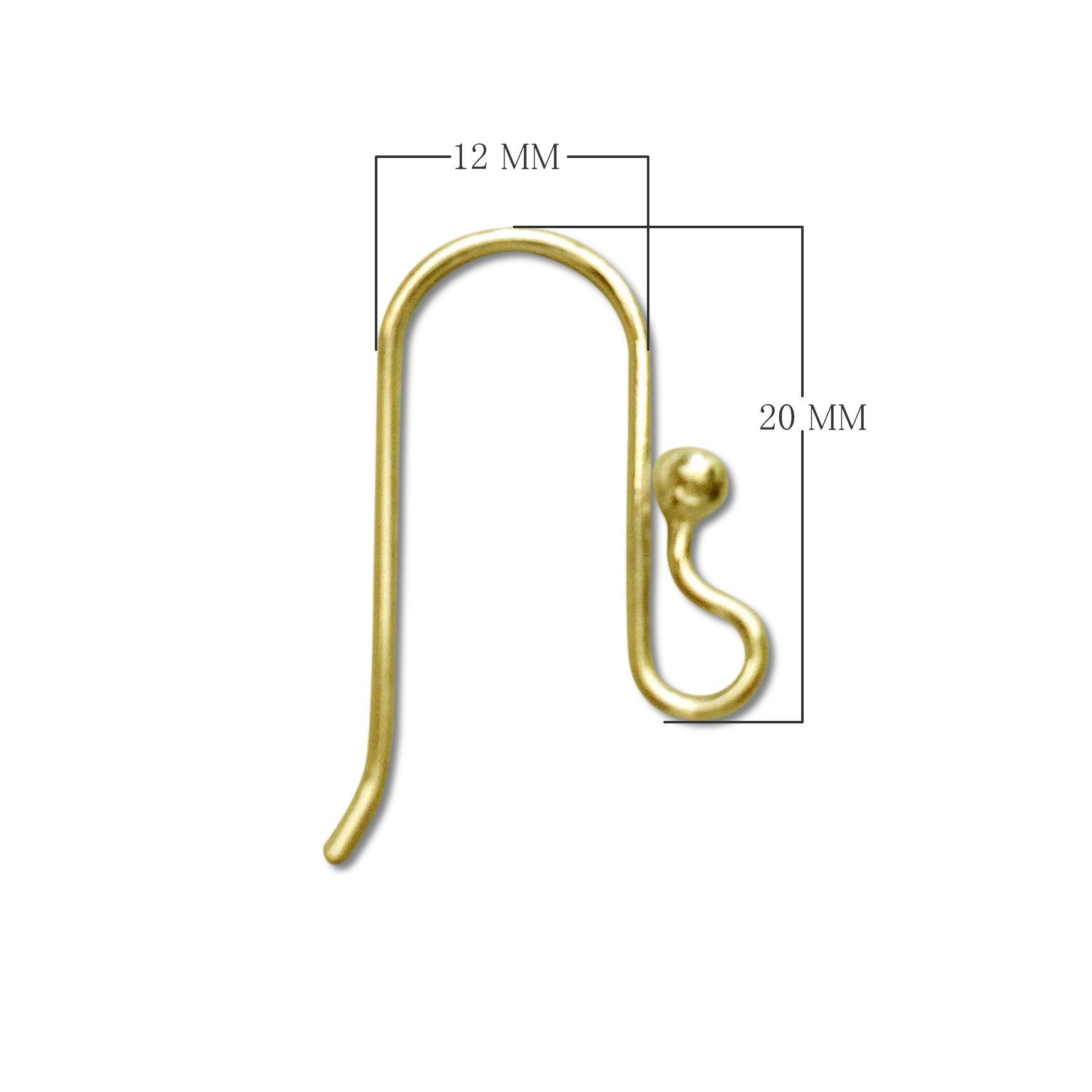 Elegant 18K Gold Overlay India Hook Ball Earwire For Designer Earrings Handcrafted In India