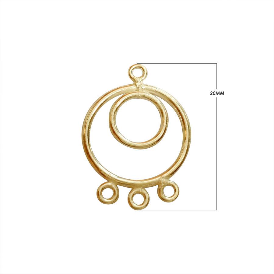 Elegant 18K Gold Overlay India Triple Loop Connector For Designer Jewelry Creations Handcrafted In India