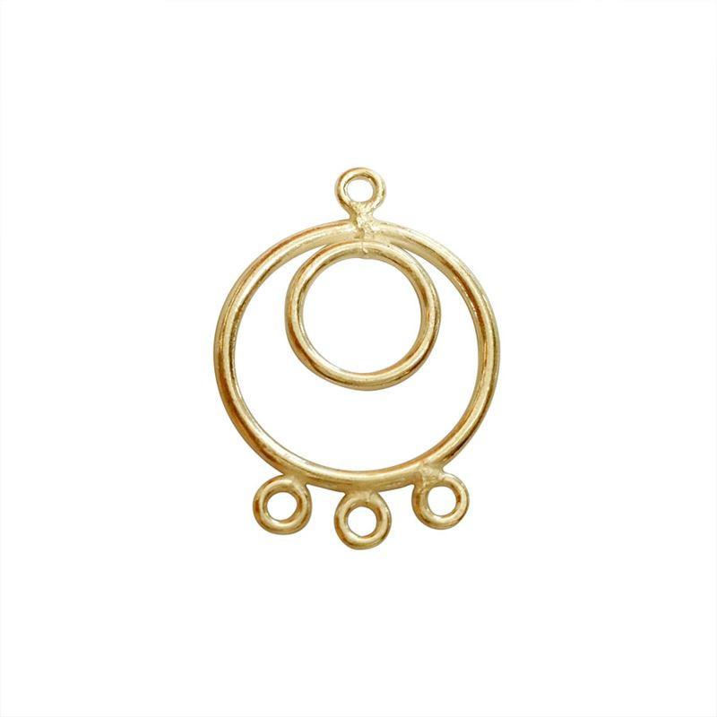 Elegant 18K Gold Overlay India Triple Loop Connector For Designer Jewelry Creations Handcrafted In India