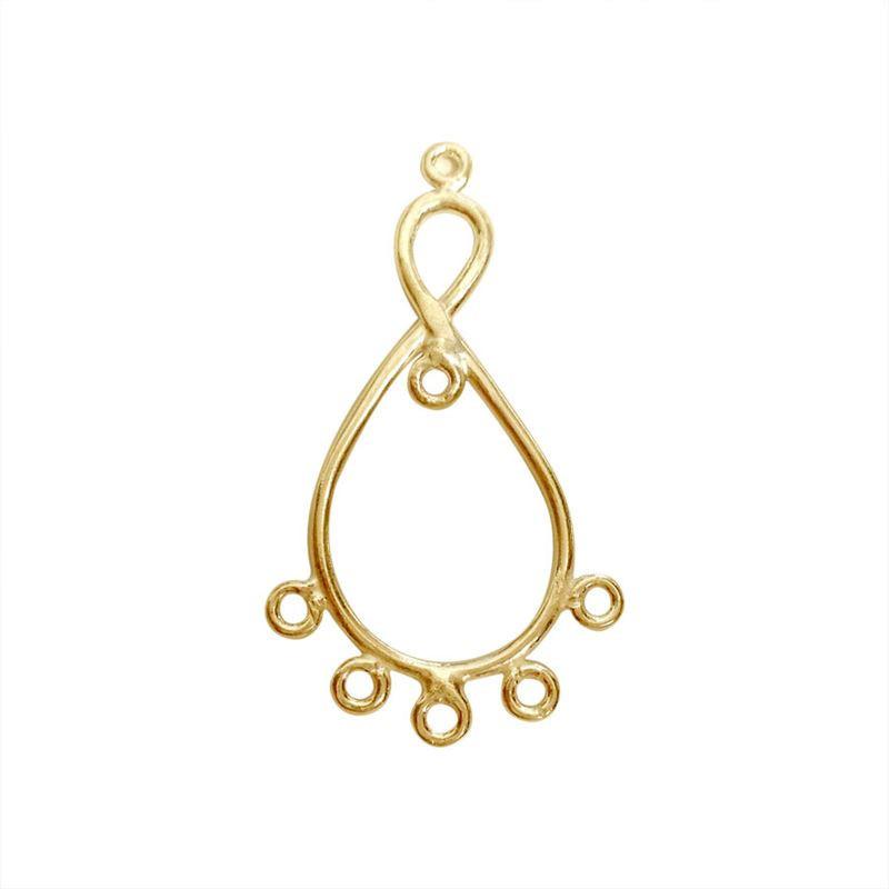 Stylish 18K Gold Overlay India Infinity Teardrop Connector With Five Loops For Designer Jewelry Handcrafted In India