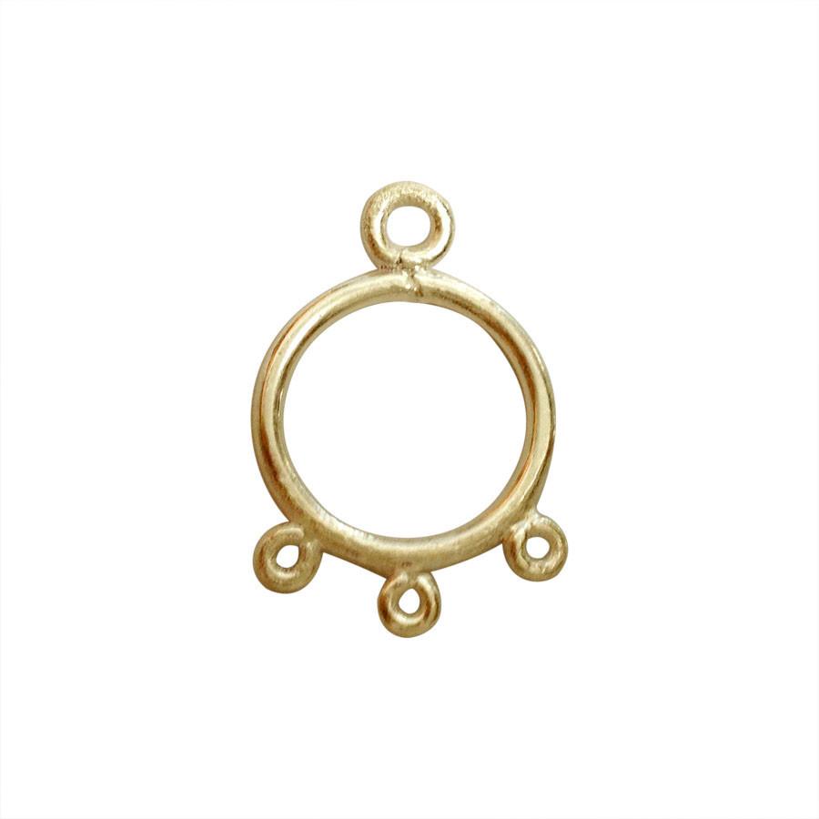 Elegant 18K Gold Overlay India Round Connector With Three Loops For Handcrafted Jewelry Designs Handcrafted In India