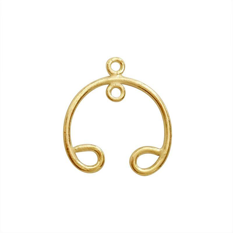 Graceful 18K Gold Overlay India Curved Connector With Dual Loops For Elegant Jewelry Creations Handcrafted In India