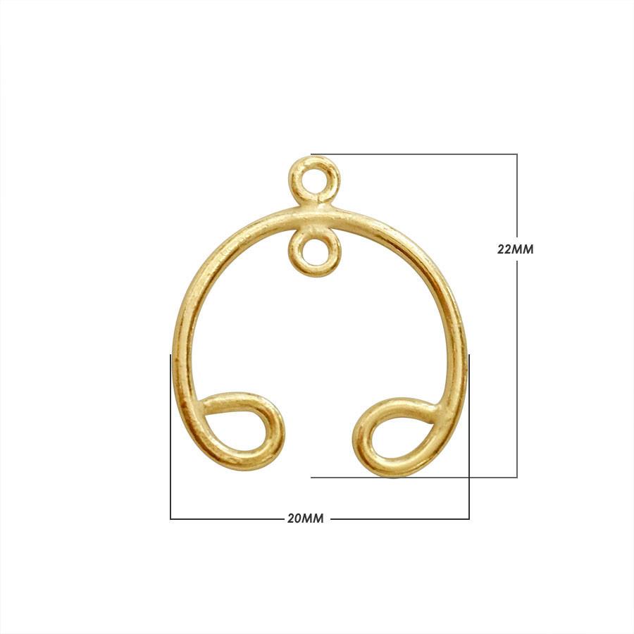 Graceful 18K Gold Overlay India Curved Connector With Dual Loops For Elegant Jewelry Creations Handcrafted In India