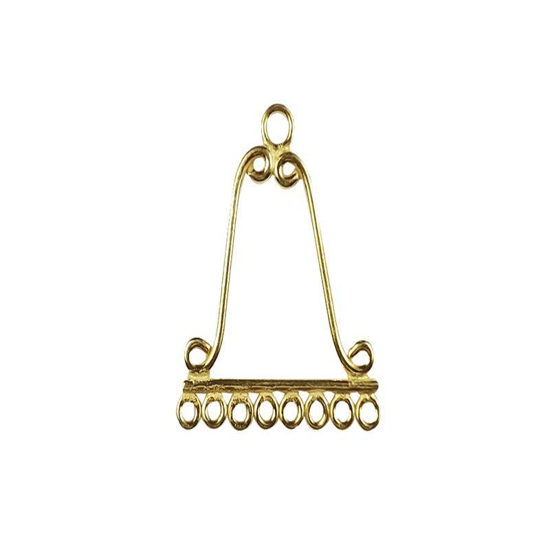 Elegant 18K Gold Overlay India Triangle Connector With Seven Loops For Handcrafted Jewelry Designs Handcrafted In India