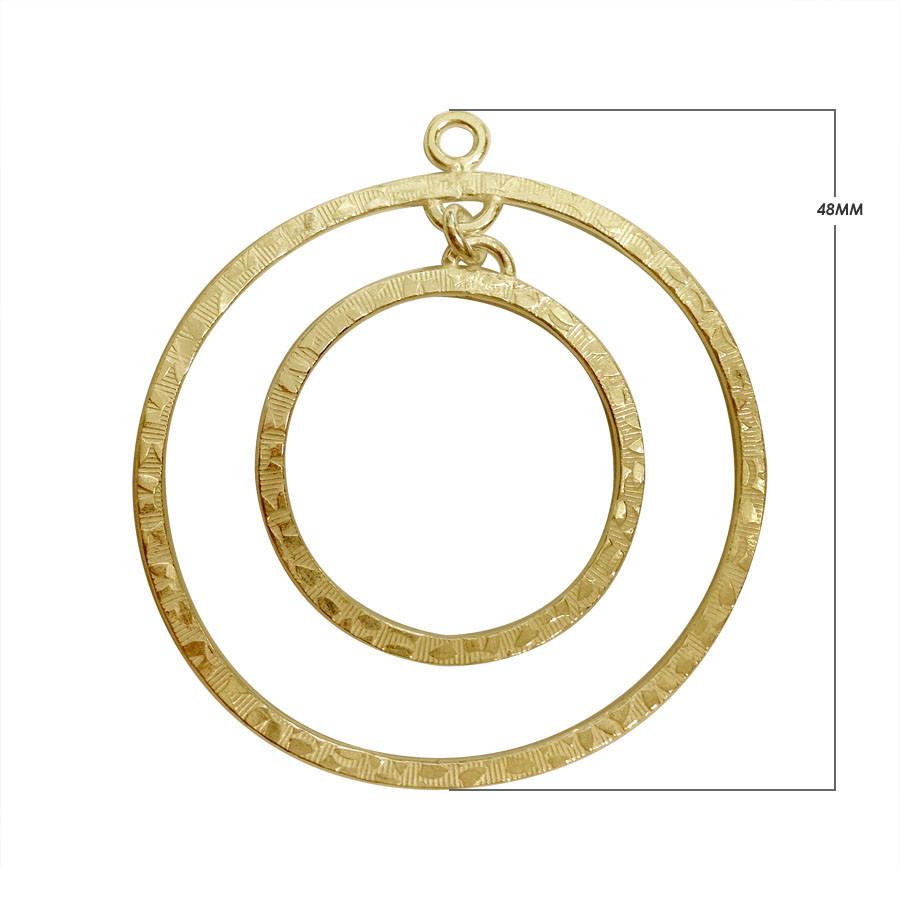 Modern 18K Gold Overlay India Double Circle Connector With Textured Design For Handcrafted Jewelry Handcrafted In India