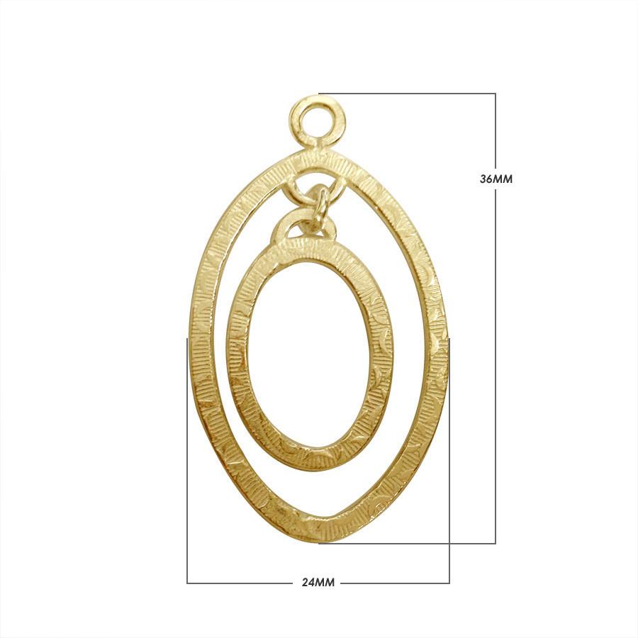Stylish 18K Gold Overlay India Double Oval Connector With Textured Design For Handcrafted Jewelry Handcrafted In India