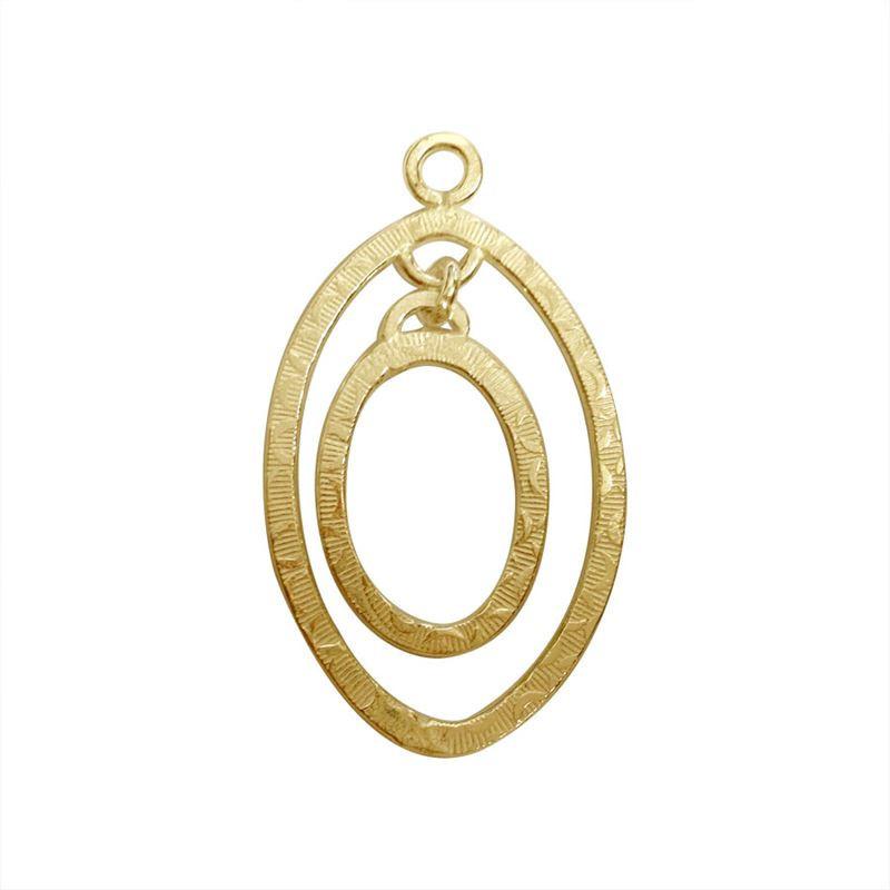 Stylish 18K Gold Overlay India Double Oval Connector With Textured Design For Handcrafted Jewelry Handcrafted In India