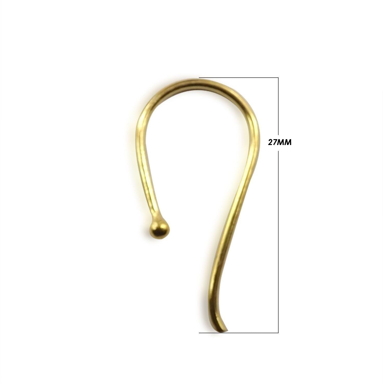 Elegant 18K Gold Overlay India Hook Earwire With Ball Tip For Handcrafted Earrings Handcrafted In India