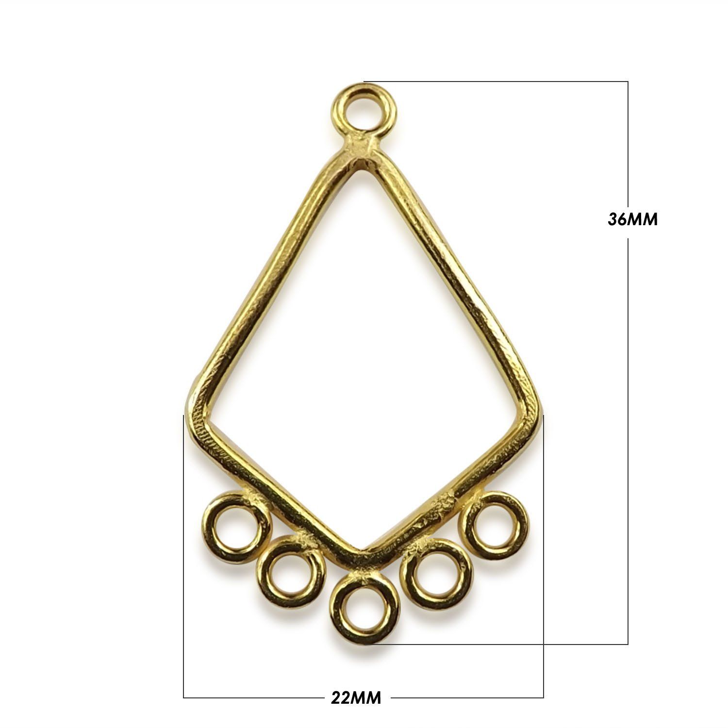 Elegant 18K Gold Overlay India Diamond Shape Connector Link For Designer Jewelry Handcrafted In India
