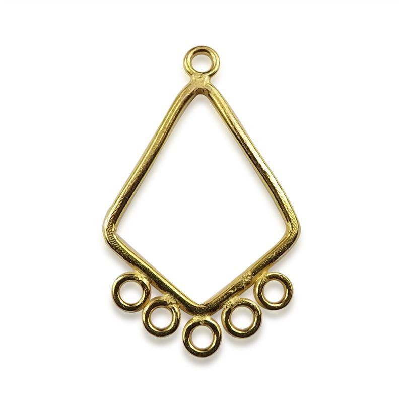 Elegant 18K Gold Overlay India Diamond Shape Connector Link For Designer Jewelry Handcrafted In India