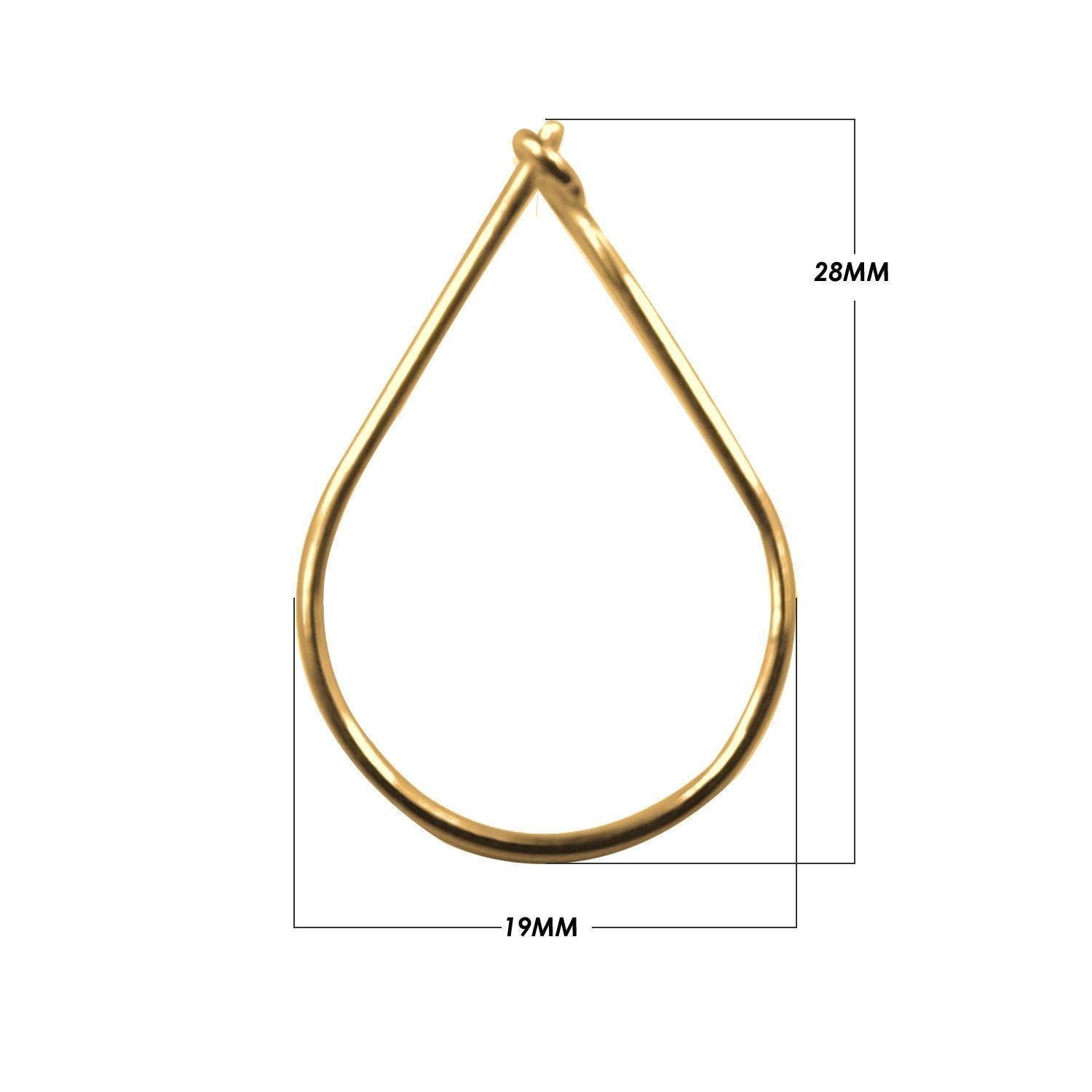 Elegant 18K Gold Overlay India Teardrop Hoop Earwire For Handcrafted Earrings Handcrafted In India