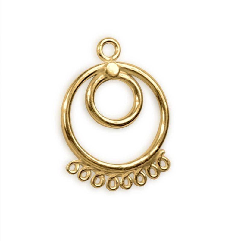 18K Gold Overlay Concentric Circle Earwire Connector Charm Handcrafted In India
